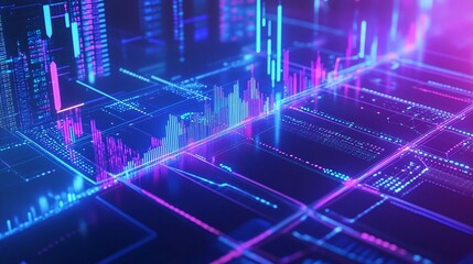 Poster - futuristic data visualization with vibrant colors showcasing data analysis and trends in a digital e