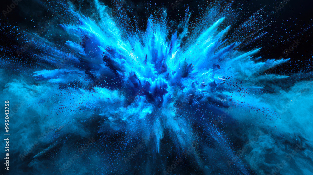 The shock. A powerful explosion of a blue powdery substance. A blue ...