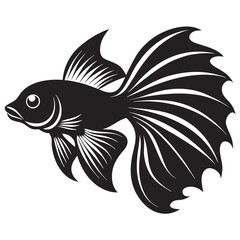 Sticker - Betta fish silhouette vector illustration on a white background