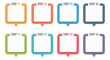 Sticker - Process chart template, four steps infographics