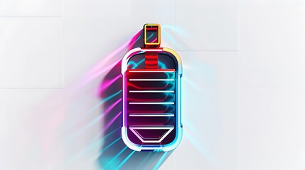 A high-tech icon of a battery with a clean futuristic design and vibrant colors isolated on a white background with shadows