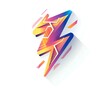 ©  Shahr Bano - A high-tech icon of a lightning bolt with a clean futuristic design and vibrant colors isolated on a white background with shadows