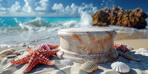 Canvas Print - sea shells and starfish