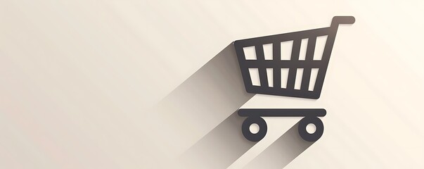 icon of a shopping cart with smooth lines and a modern design displayed on a white background with shadows