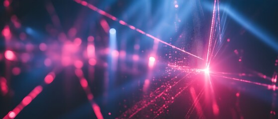 Poster - Laser beams in holographic projection showcase the creation of precise 3D images and virtual environments through advanced light manipulation techniques