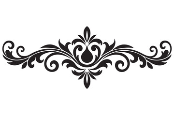 Sticker - Baroque Divider silhouette vector line art