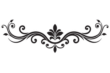 Sticker - Baroque Divider silhouette vector line art