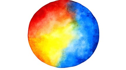 Wall Mural - Abstract Watercolor Circle with Red  Yellow and Blue Colors