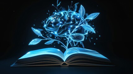 Poster - Glowing Brain Growing from Book