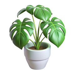 Philodendron hederaceum Monstera deliciosa 3d cartoon style illustration