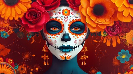 Wall Mural - Conceptual Day of the Dead illustration