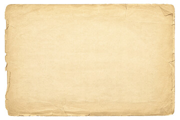 shabby paper texture isolated on white background. ancient papyrus page worn out over time