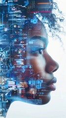 Poster - Futuristic Concept of Artificial Intelligence with Digital Interface Overlay