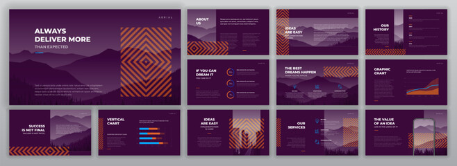 Wall Mural - creative powerpoint presentation template set. modern keynote presentation background, brochure cove
