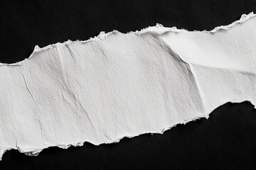 piece of torn white paper on a black isolated background