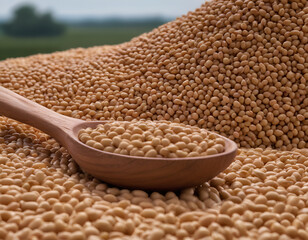 buckwheat in a wooden spoon, buckwheat in a bowl, buckwheat in a wooden bowl