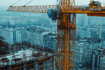 Construction crane. Construction site with building crane.