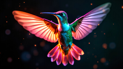 Futuristic digital humming bird image. Generative AI