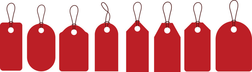 set of sale tags and labels. price tag. group of hanging red sales tag . collection of paper label. 