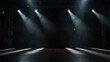 © Tabinda - A dark stage with many bright spotlights shining down on a wooden floor