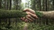 © 5_Billionaires - A symbolic handshake between a human and a nature-covered arm, representing harmony and collaboration between humanity and the environment.
