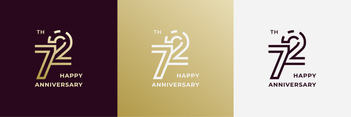 Logo 72th, 72 years anniversary, Creative design template for celebration, birthday, greeting and invitation. Editable file