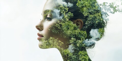 Canvas Print - Double exposure effect with plant-based imagery for World Vegan Day.