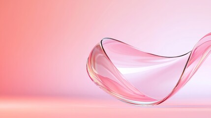 Poster - Abstract pink gradient background with a delicate glass form, creating a sense of fluidity, lightness, and modern design. Perfect for showcasing beauty products, technology, or simply as a minimalist 