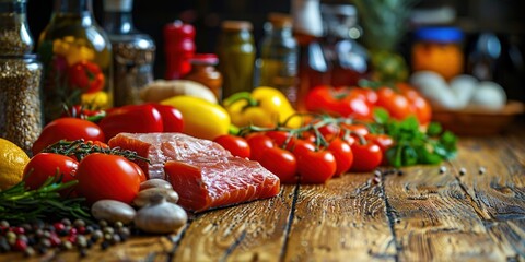 Poster - vegetables on a wooden table