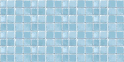 Poster - a seamless pattern of perfectly square, glossy arctic blue tiles with white grout