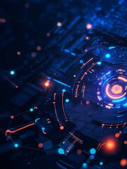 Poster - futuristic engine generating digital ideas, a concept of technology, innovation, progress, future, a
