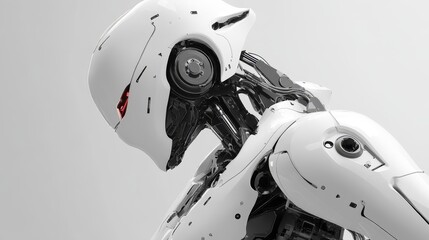 Futuristic Robot Design: Sleek and Humanoid, showcasing a modern and sleek robotic design with an emphasis on human-like features. This image portrays a sophisticated and advanced technological creati