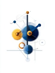Poster - Interlocking Gears: A Simple Geometric Design symbolizing collaboration, teamwork, precision,  mechanism, and progress.
