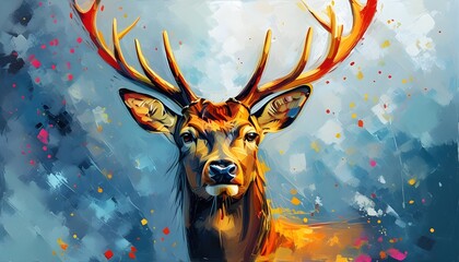 Wall Mural - Whimsical Representation of a Deer in Abstract Artistic Style