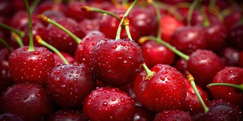 Canvas Print - cherries in the market