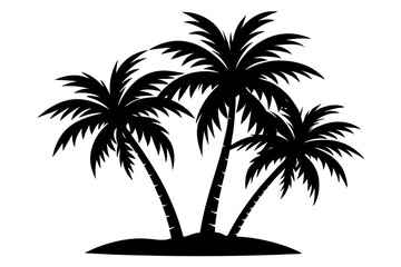 Wall Mural - Black palm tree silhouette isolated on white background. vector illustration.