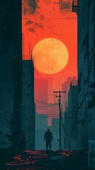 Wall Mural - Artistic lofi poster with a minimalist design.