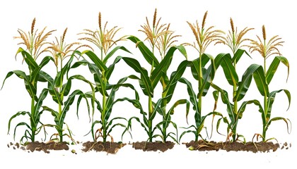 Wall Mural - Corn Plant Elegance Against a Crisp White Background