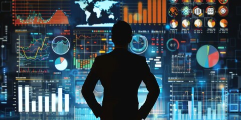 Poster - Marketing data tools in silhouette.