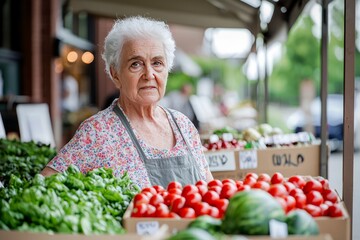 An elderly person exploring a local farmer’s market. The outing encourages healthy eating and community involvement