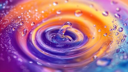 Poster - A colorful swirling abstract pattern with water droplets, evoking joy and the fluidity of life
