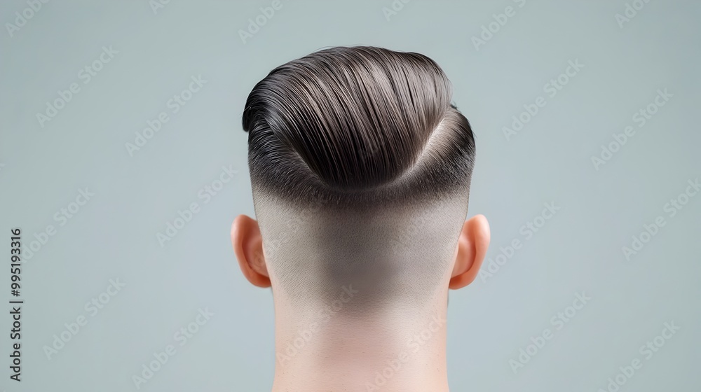 A 360 degree view showcasing a slicked back hairstyle with faded sides ...