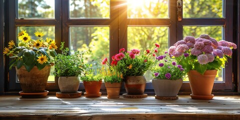 Wall Mural - flowers in a window