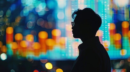 Canvas Print - silhouette of digital marketing metrics.