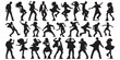 © Creativeillustration - Dancing people Teenager Young girl boy hip hop silhouette Set vector illustration design black and white