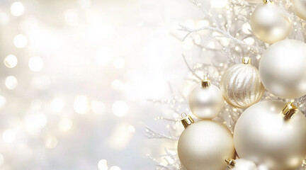 background with christmass decoration. white and gold style
