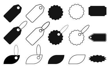 Poster - Price tag icon collection ouline label pricing sale discount string sign symbol coupon mark retail business blank holiday rope card badge shoping black buttons website gift