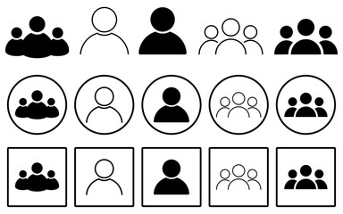 People icon person user group team social member partnership teamwork business human profile contact sign symbol web buttons set line outline flat