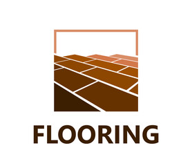 Wooden floor icon, wood parquet tile and flooring service. Vector emblem for businesses specializing in wooden floor installations, home improvement, repairs and maintenance in flooring solutions