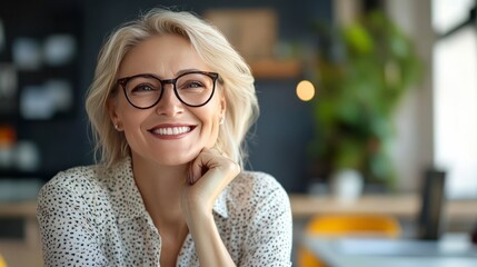 Confident smiling middle aged business woman attorney, 45 or 50 years old lady entrepreneur, mature female professional executive manager leader sitting in office looking at camera. Portrait